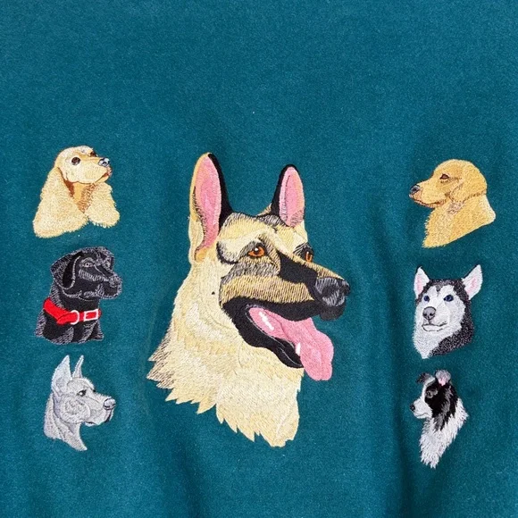 Vintage Varsity Jacket Mens Large Green Blue Wool Black Leather SPCA Dog Lover - Picture 4 of 16